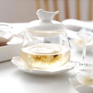 耐熱ガラス ティーポット 急須 やかん ティーセット アフタヌーンティー 茶壺 1点 (500ml 小鳥)の商品画像