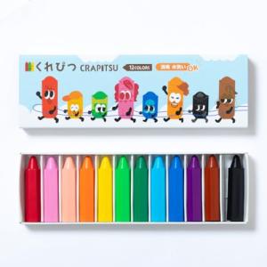 くれぴつ クレヨン お絵描きセット 知育 赤ちゃん 手が汚れない 折れにくい 持ちやすい 日本製 スリーブ箱 12色
