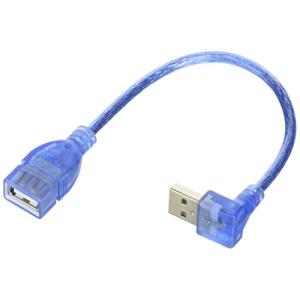 変換名人 USB(A)延長ケーブル   下向きL型・オス - メス     20cm   USBA-CA20DL｜tamari-do