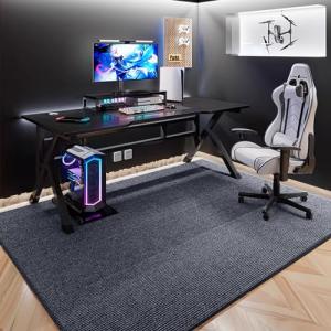 AYO ゲーミングチェアマット ダークグレー 特大サイズ130×160cm 厚さ4 mm チェアマット カーペットタイプ 滑り止め加工 床傷防止