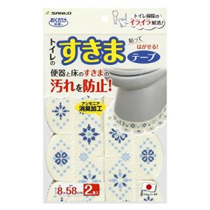 サンコー トイレ 便器すきまテープ ずれない 貼るだけ 汚れ防止  日本製 消臭 洗える  おくだけ吸着 モロッコタイル ブルー 2枚 8×長さ｜tamari-do