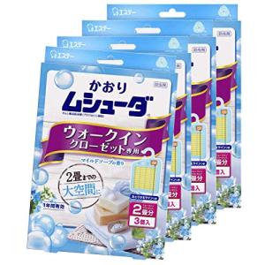 まとめ買い かおりムシューダ 1年間有効 防虫剤 ウォークインクローゼット専用 3個入 マイルドソープの香り×4個｜tamari-do