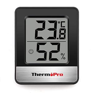 ThermoProサーモプロ 湿度計 温度計 温湿度計デジタル 湿度計室内 大画面 見やすい 顔マーク 壁掛け 卓上スタンド マグネット ブラッ｜たまり堂