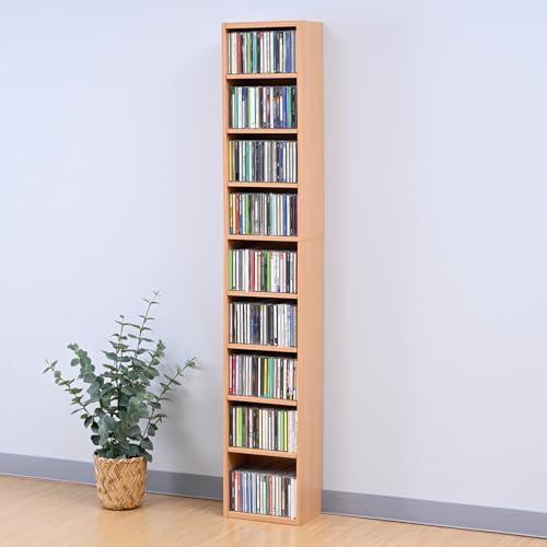 山善(YAMAZEN) ラック 棚 9段 CDラック 本棚 スリム 大容量 可動棚 コミック DVD...