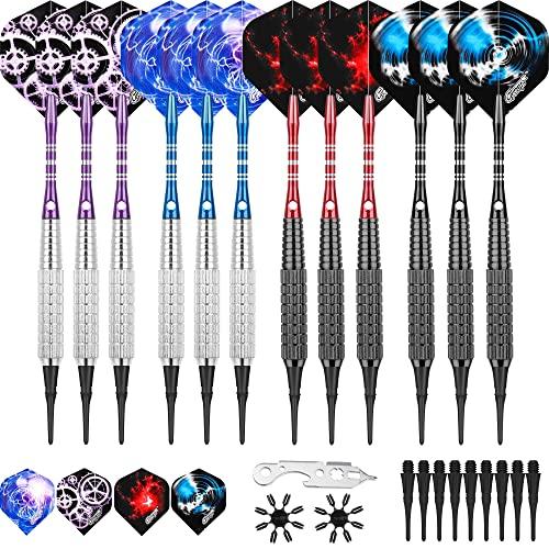 CyeeLife 12本入り 15g ソフトチップダーツセッ+アルミシャフト+余分なティップ+多機能...