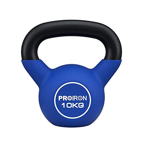 PROIRON ケトルベル ネオプレン 鉄製 10kg 一体型鋳鉄