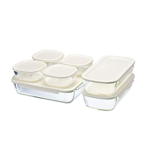 HARIO(ハリオ)スタッキング耐熱ガラスコンテナ・スクエア 4個セット 満水容量250・900・2...