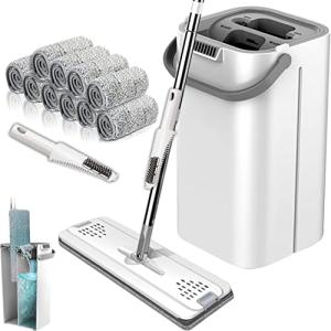 JOYMOOP モップとバケツ 絞り器セット ハンズフリー フラットフロア