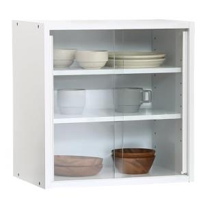 不二貿易 食器棚 キッチン収納 幅43×奥行29×高さ44cm ホワイト ガラス扉 可動棚 品 99434
