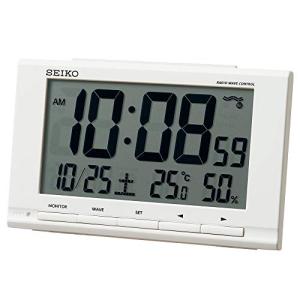 セイコークロック(Seiko Clock) 置き時計 白 本体サイズ:9.1×14.8×4.7cm 目覚まし時計 電波 デジタル カレンダー 温｜tamari-do