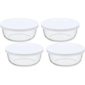 iwaki(イワキ) 耐熱ガラス 保存容器 S 400ml ×4個セット ごはん 1膳 パックぼうる KBC4140-W1 ホワイト