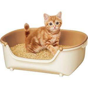 ニャンとも清潔トイレセット  約1か月分チップ・シート付  猫用トイレ本体 すいすいコンパクト アイボリー&ペールオレンジ 子猫、小柄な猫用｜tamari-do