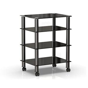 オーディオラック インテリア 台形 木目調仕上棚板 AV ラック スチール