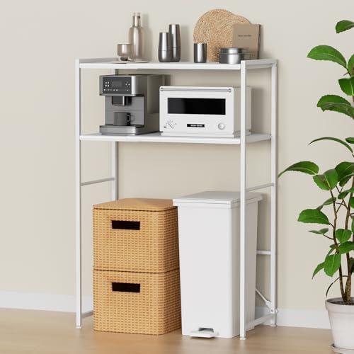 幅伸縮可・上下調整可ゴミ箱上ラック TKUIN 電子レンジラック レンジ台 幅60〜80cm 高さ8...