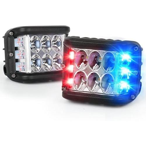 led作業灯 MOVOTOR ワークライト led 12V ストロボ 広角照射 30W 赤青サイドラ...