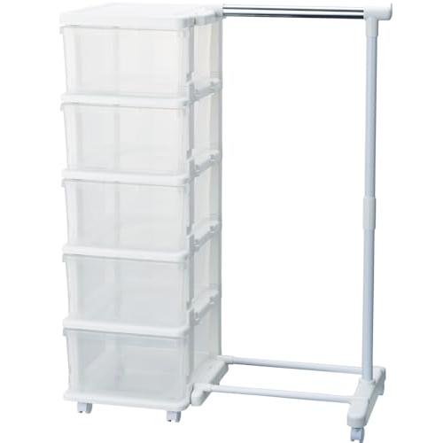 JEJ SEEDS(シーズ) ハンガーラック &amp; 5段チェスト セット クリア SIU-5-CL-H