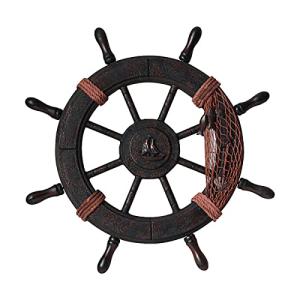船舵 大型舵輪 アンティーク ビンテージ 海賊 オブジェ 舵 ＆ 碇 木製 かじ いかり 舵輪 船舵 錨