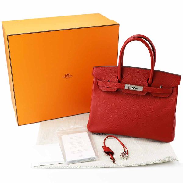 HERMES エルメス バーキン30 ルージュカザック X刻印 エプソン シルバー金具 ハンドバッグ