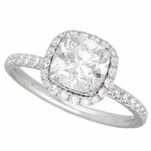 HARRY WINSTON ハリーウィンストン ダイヤ(1.01ct F-VVS2) クッションカット マイクロパヴェ リング PT950 プラチナ 約6号 指輪 31300414｜tamariya78