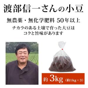 北海道産 無農薬小豆 - 渡部信一さんの小豆（約1kg×3袋）