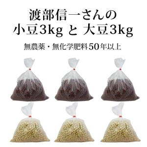 無農薬 小豆 大豆 渡部信一さんの小豆約3kg（約1kg×3個）＋大豆約3kg（約1kg×3個）