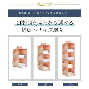 吊り下げ収納 4段 クローゼット 衣類 折りた...の詳細画像3