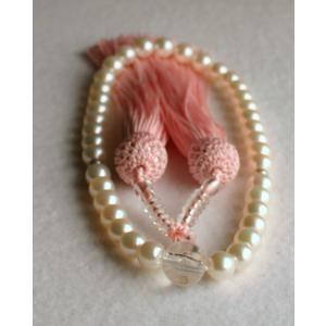 アコヤ本真珠 数珠 御念珠 伊勢志摩産 6-6.5mm 紫房 女性用 レディース