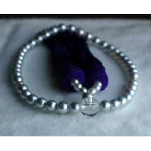 アコヤ本真珠 数珠 御念珠 伊勢志摩産 6-6.5mm 紫房 女性用 レディース