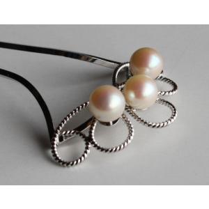 本鼈甲かんざし べっ甲＆あこや真珠 髪飾り 和装小物 簪 プレゼント