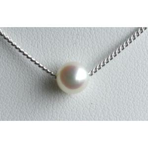 7-7.5mm ナチュラルパール一粒 ネックレス！ピンクゴールドチェーン