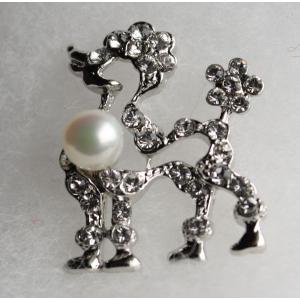 ワンちゃん 犬 パール タックブローチ ラペルピン シルバー製 伊勢志摩