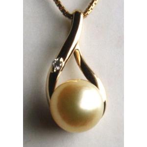 ナチュラル ゴールドパール ペントップ Ｋ18製 ダイヤ付き