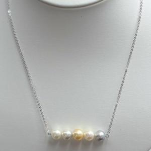 ラインマルチカラーパールネックレス 大珠8mm 5粒アコヤ真珠 伊勢