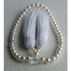 アコヤ本真珠 数珠 御念珠 伊勢志摩産 6.5-7mm 白房 女性用 レディース Ｐｅａｒｌ パール...