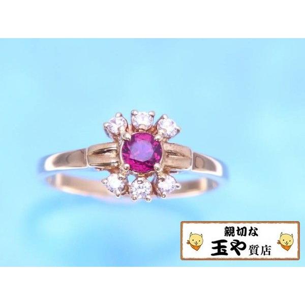 ミキモト ルビー0.26ct ダイヤ0.12ct フラワー K18 リング 10号