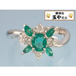 エメラルド0.387ct ダイヤ0.296ct プラチナ リング 指輪 10号 : 親切な