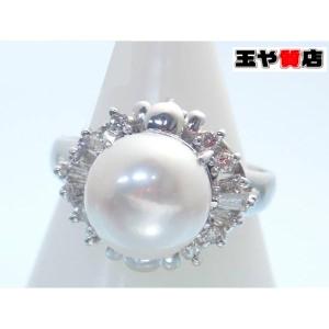 ジュエリーマキ パールリング アコヤ真珠 9.0mm ダイヤモンド 0.36ct
