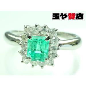 Pt900 プラチナ リング エメラルド 3.16ct ダイヤモンド 0.11ct