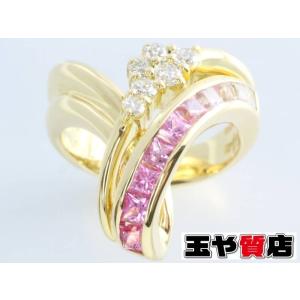 ルビー0.70ct ダイヤ0.49ct デザインリング 13号 pt900 K18YG プラチナ