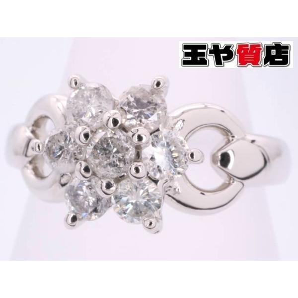 リング 10.5号 ダイヤ0.5ct フラワー pt900 新品同様