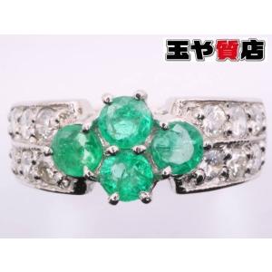 エメラルド0.43ct ダイヤ0.26ct デザイン リング 11.5号 pt900