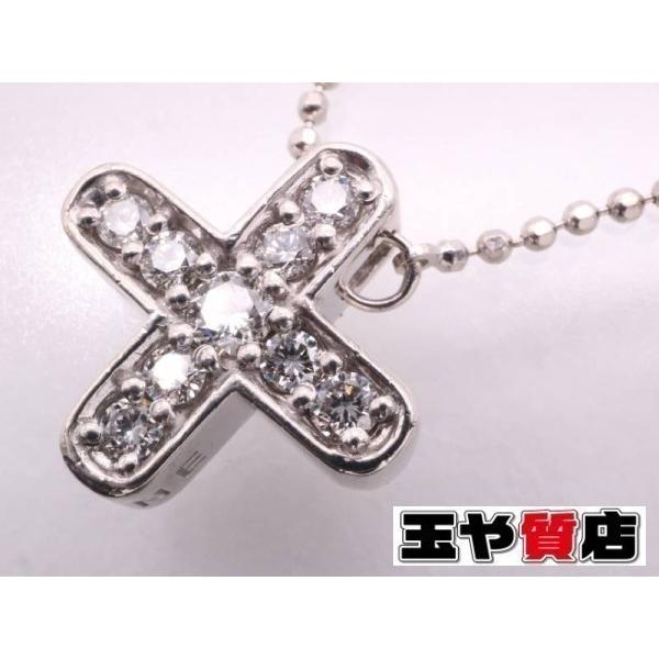 セリーヌ 美品 CELINE ダイヤ0.33ct 十字架 クロス ネックレス 750 K18WG