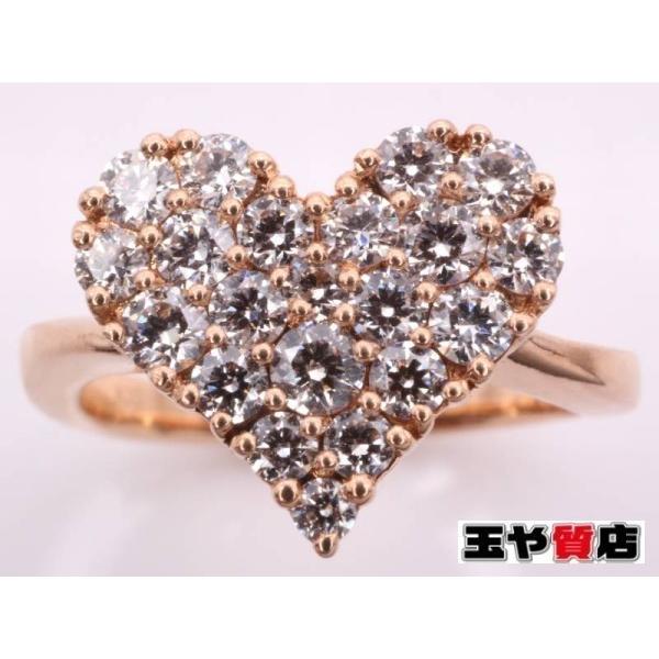 ダイヤ0.50ct 美品 ハート デザイン リング 6号 K18PG ピンクゴールド