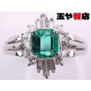 エメラルド0.43ct ダイヤ0.26ct デザイン リング 11.5号 pt900 プラチナ｜tamaya-chibaken