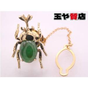 カメさんモチーフ翡翠トップ＆ブローチ　ゴールドカラー 女性像と楽器 ブローチ兼ペンダントトップ シェルカメオ K18YG