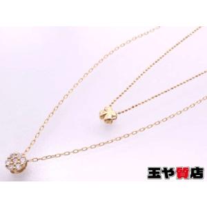 美品 ダイヤ0.08ct フラワー2輪 二連 ネックレス K18YG イエローゴールド｜tamaya-chibaken