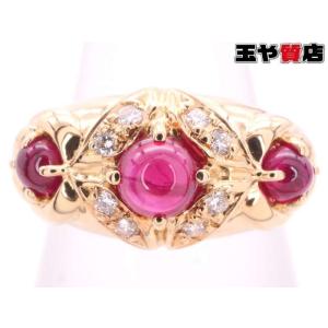 K18 ダイヤ入り レーシー 血赤珊瑚 リング : ユキコ オオクラ 大倉珊瑚 