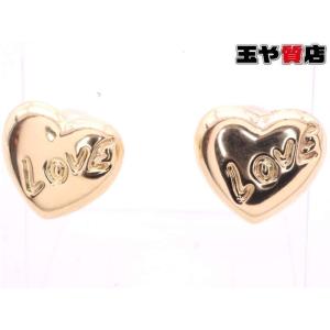 LOVE ハート ピアス K18YG イエローゴールド