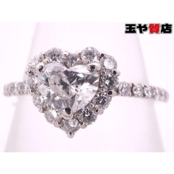 ハートシェイプ ダイヤ0.349ct ダイヤ0.33ct デザインリング10号 pt900 プラチナ