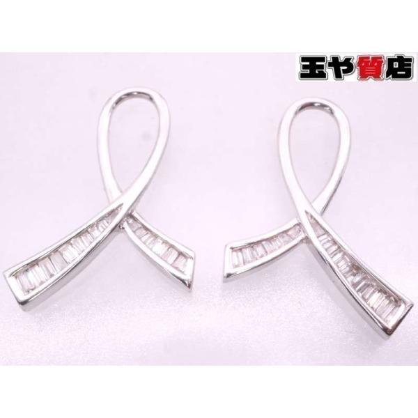 美品 テーパーダイヤ0.05ctx2 デザインピアス用チャーム K18WG ホワイトゴールド